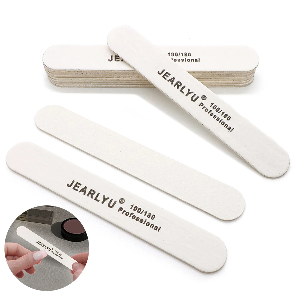 20Pcs Professional Nail Files Double Side 100/180 Grit 5.11inch Length Round Head Wood Files Nail Supplies Nail Accessories Tool