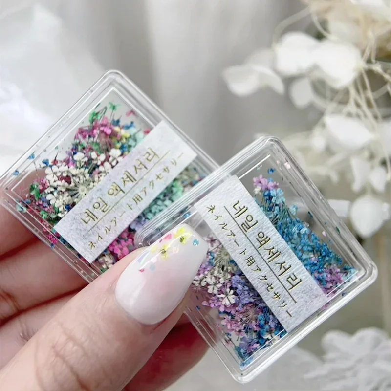 UV Gel Polish Manicure Flower Rhinestone Nail Dried Flower Exquisite Mixed Jewelry Nail Epoxy Non-Fading Decor Delicate Gift