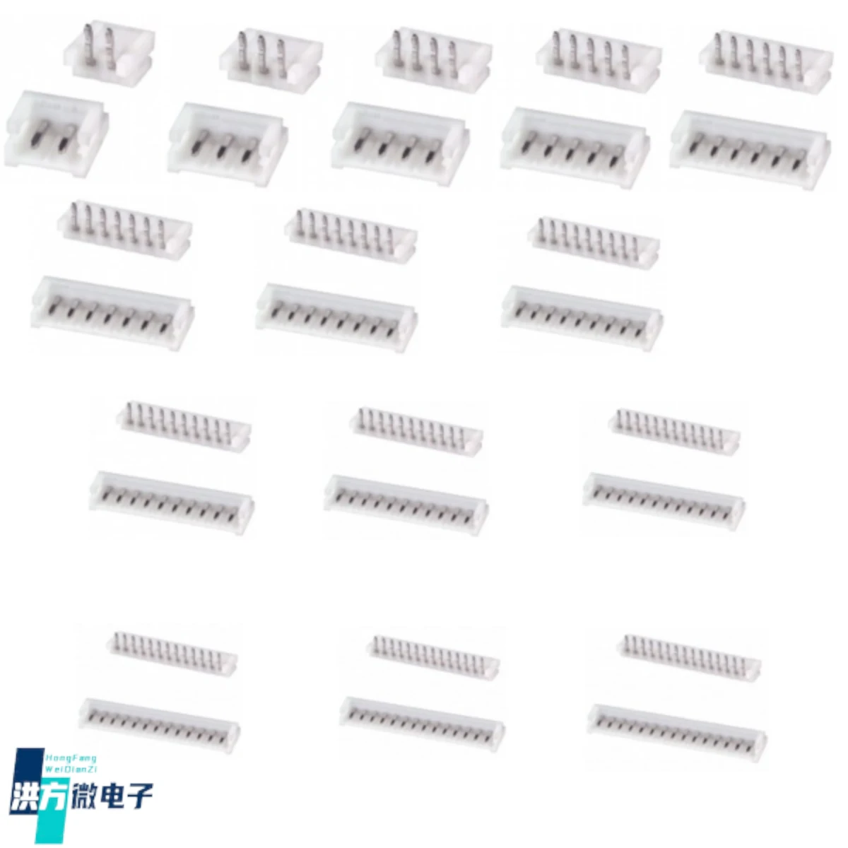 50PCS original, EH connector, rubber shell, 2.5mm spacing, 1x2P~1x15P, white, without lock buckle, PA66, UL94V-0, -25 ℃~+85 ℃