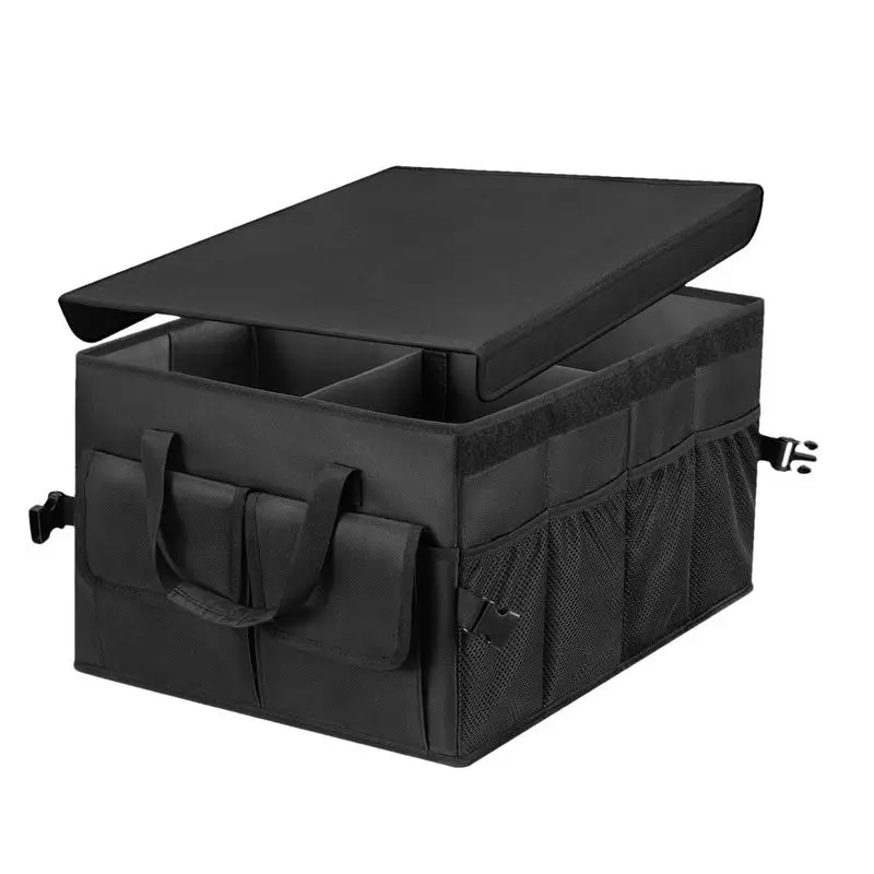 

Car Trunk Storage Organizer Foldable SUV Storage Box With Anti Slip Bottom Oxford Securing Straps Box For SUV Groceries Camping