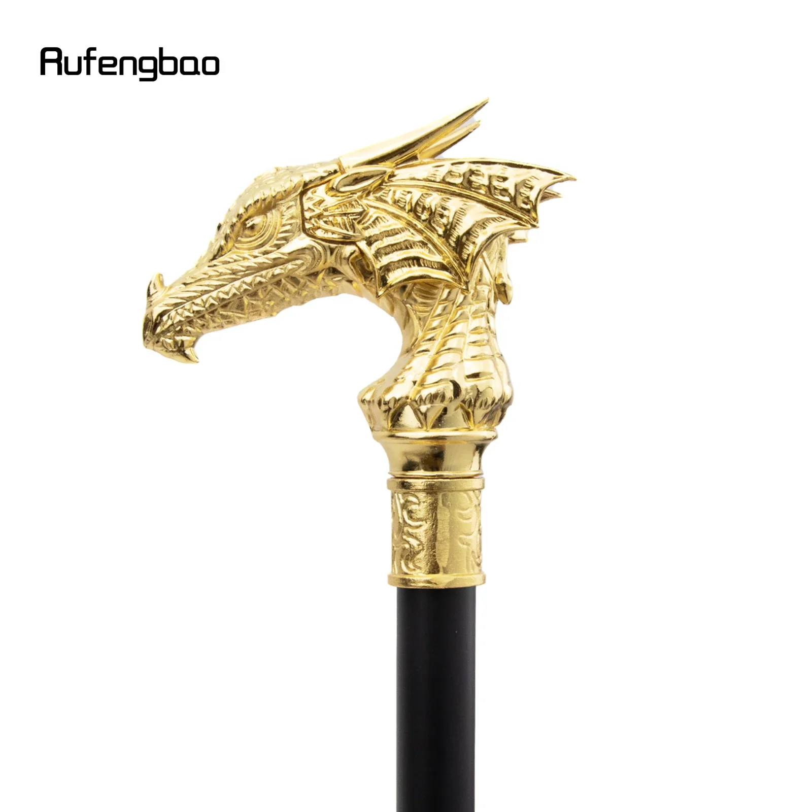 Golden Dragon Head Walking Cane, Bastão Decorativo para Cavalheiros, Botão de Crochet de Cosplay Elegante, Moda de Luxo, 93cm