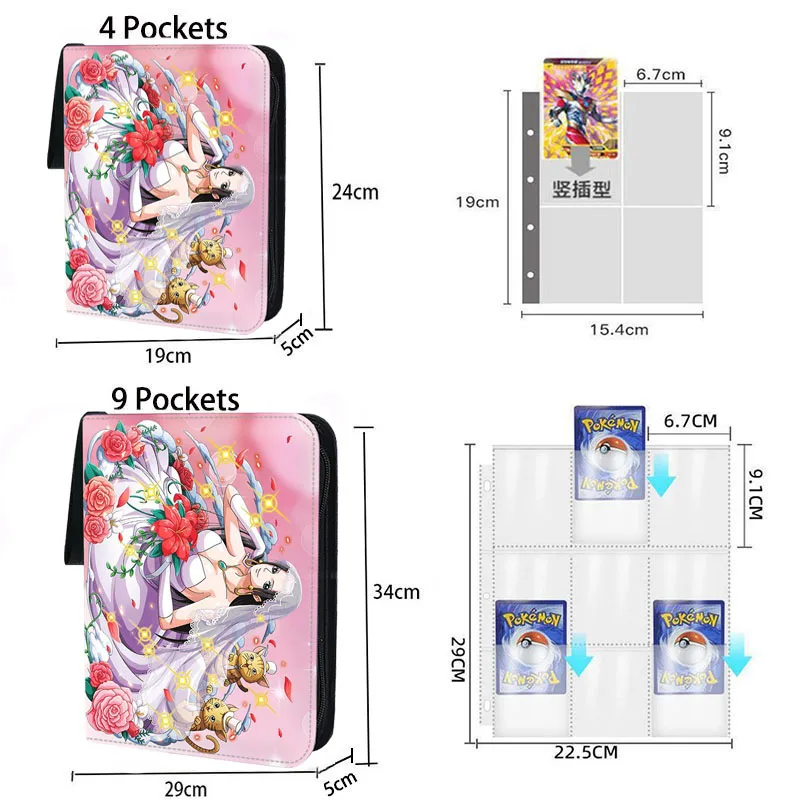 400Pcs/900Pcs Anime One Piece Cards Album Zipper Anime Game Trading Collection Card Binder Holder Folder Kids Birthday Gift