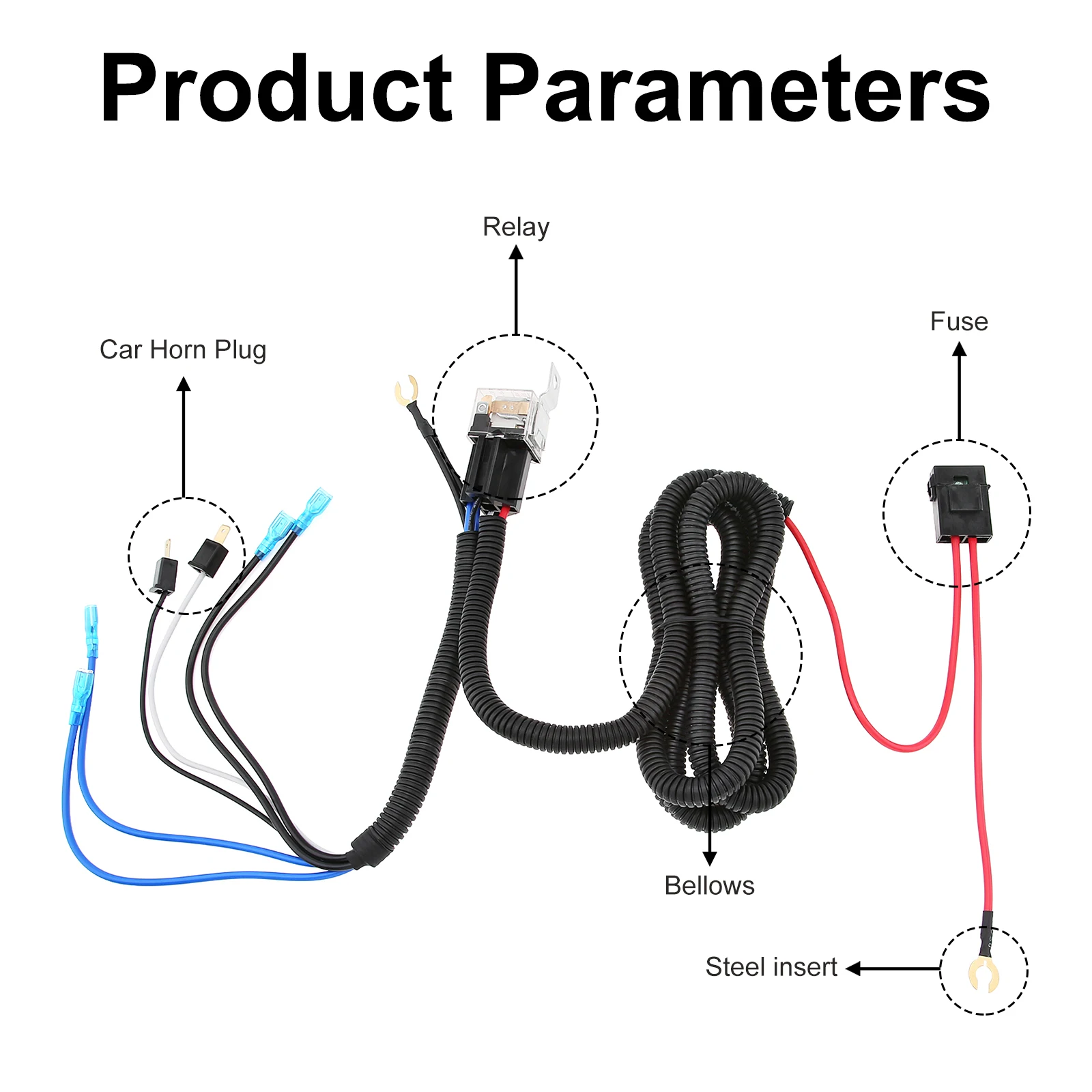 12v 4-poliges Auto Schnecken horn SPST Lautsprecher Kabelbaum Kit für PKW mit Relais buchse langlebiger Lautsprecher kabelbaum