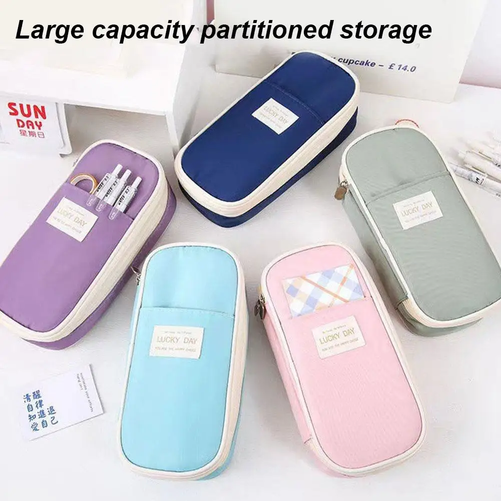 Large Capacity Pencil Stationery School Supplies Storage Bags Pen Box Pencil Bag Desk S Kids Office Pouch Stu Q4l7