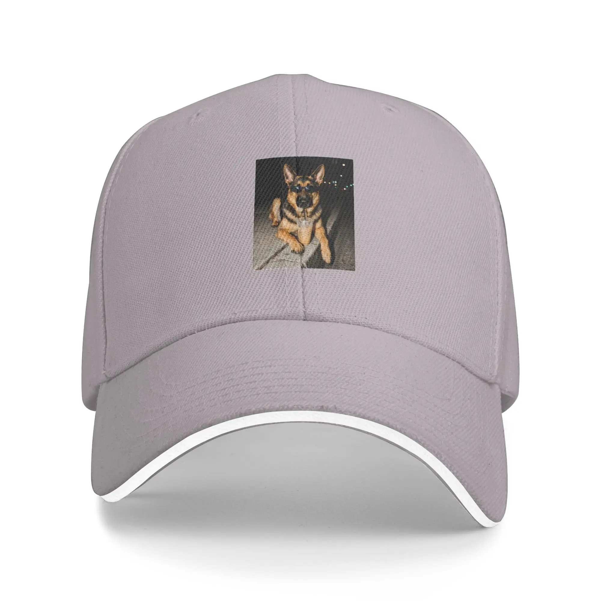 Hot Sale German Shepherd Drinking Iced Coffee Baseball Cap  Stylish Summer Hat  Leisure Activity Summer Hat