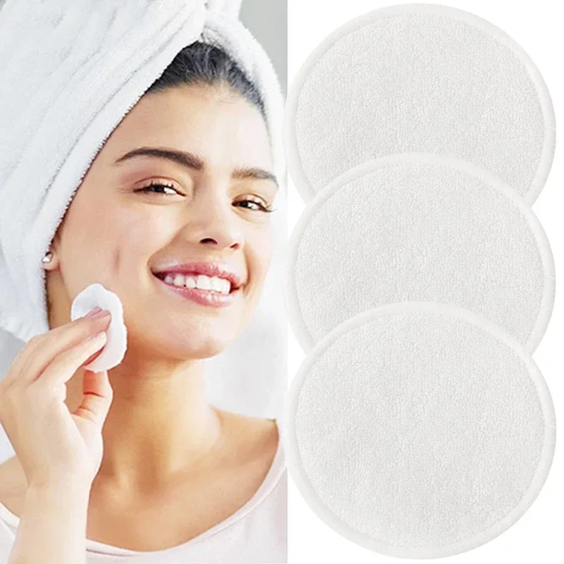 10pcs Reusable Bamboo Cotton Makeup Remover Pads Washable Rounds Cleansing Facial Cotton Make Up Removal Pads Tools 1/5/10pcs