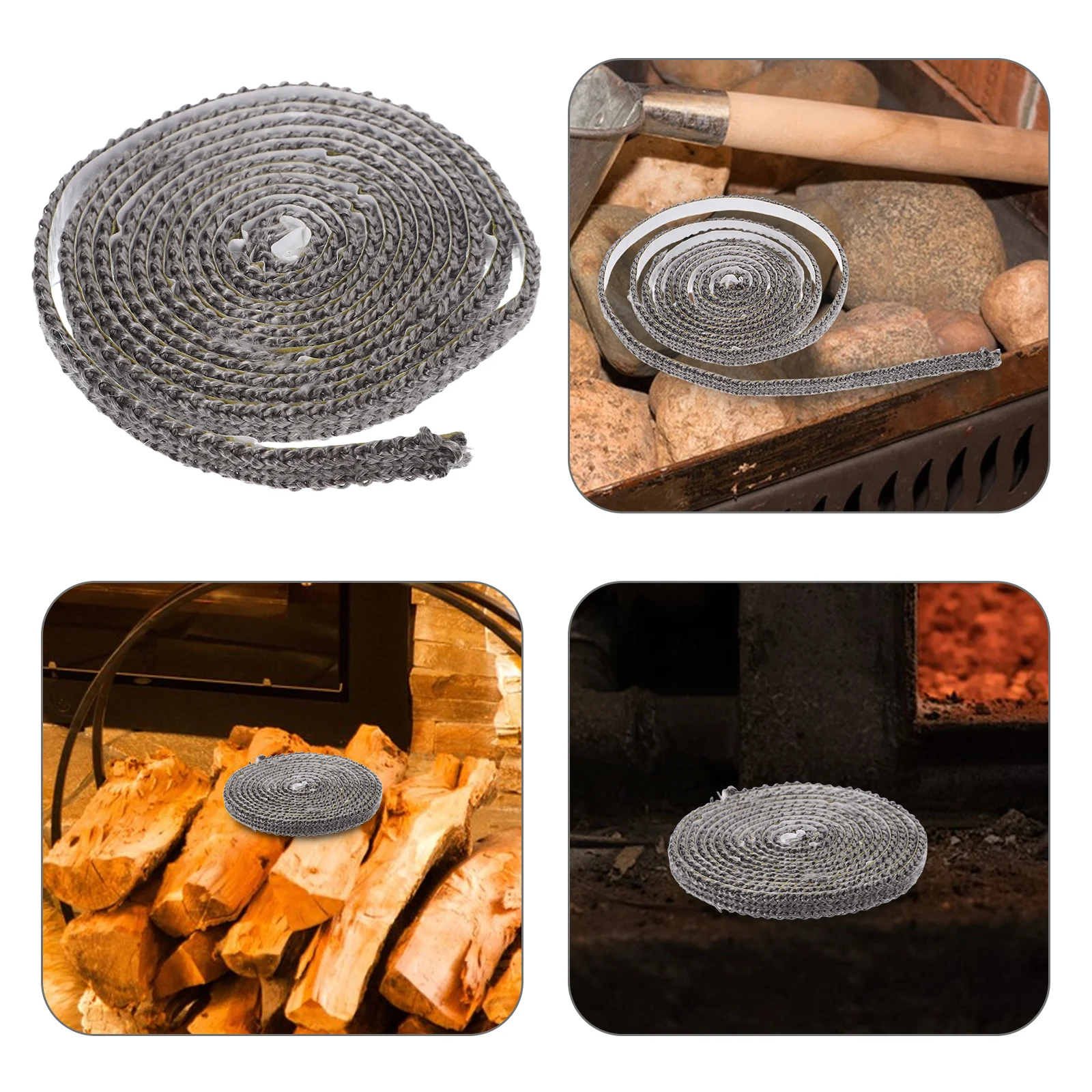 

Stove Gasket Burn Fiber Adhesive Sealant Fireplace Wood Smoker Stove Gasket Tape Roll Burning Replacement Repair Flat Roll