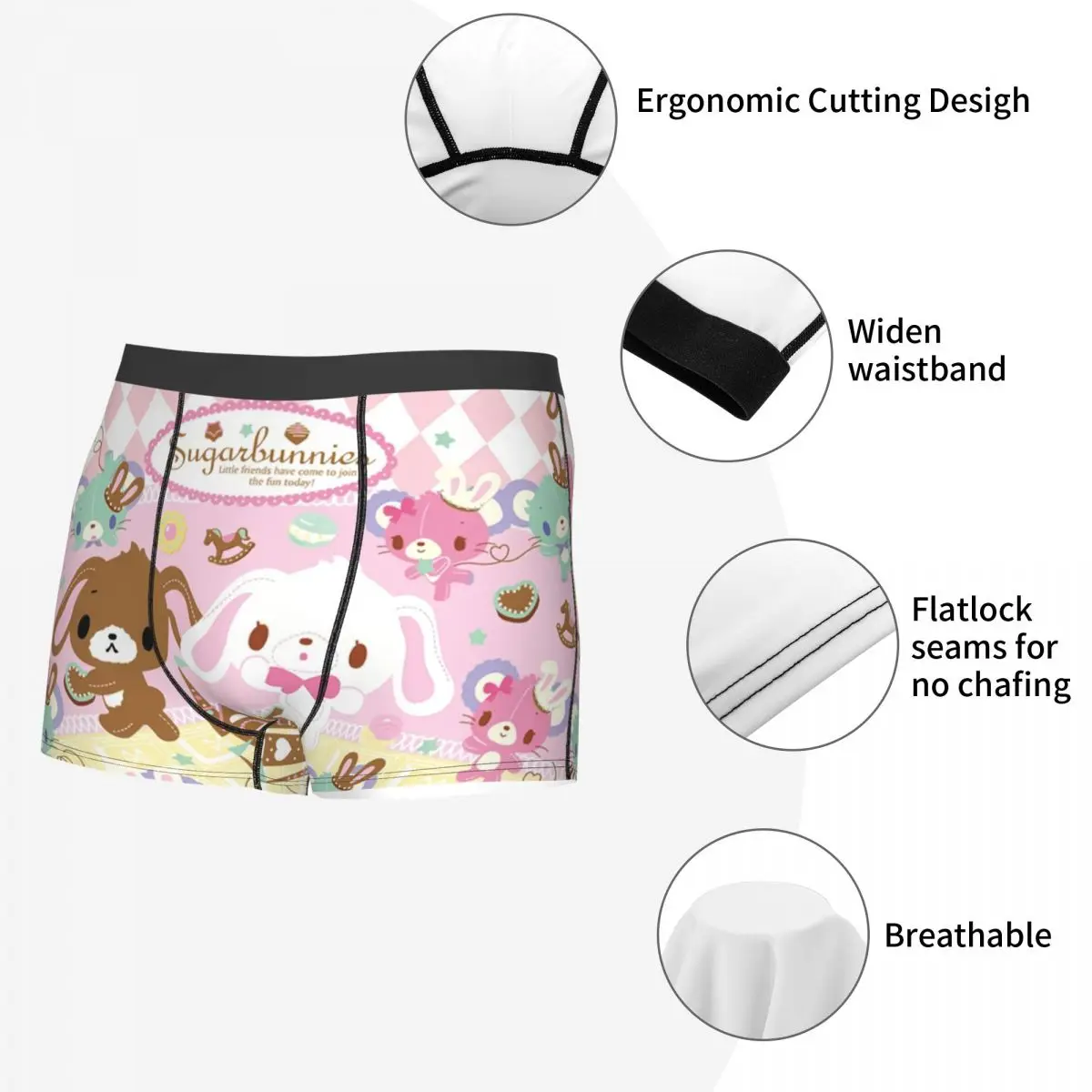 Custom Male Cool Disney Cartoon Sugarbunnies Sanrio Japan Anime Underwear Boxer Briefs Soft Shorts Panties Underpants