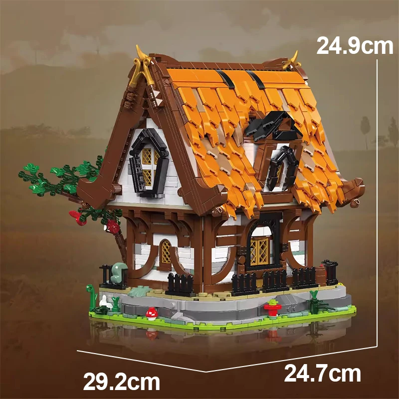 Mould King 16054 Streetview Building Block The Medieval Wooden House Model with Led Part Assembly Brick Toys Kids Christmas Gift