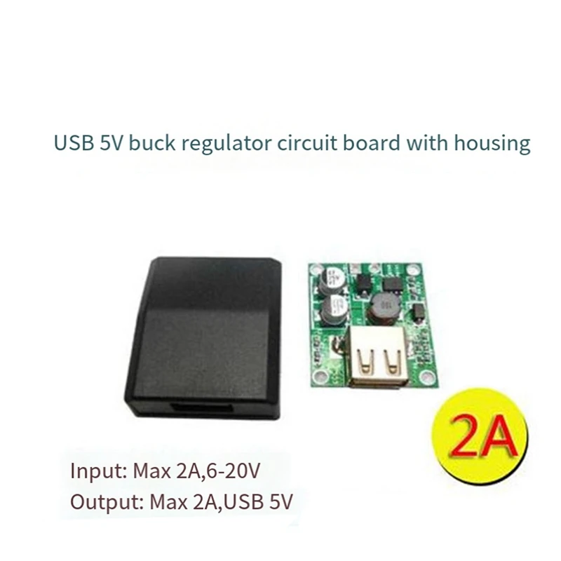 Solar Panel Power Bank USB Charge Voltage Controller Regulator Power Supply With Case 5-20V Input 5V 2A Output Durable