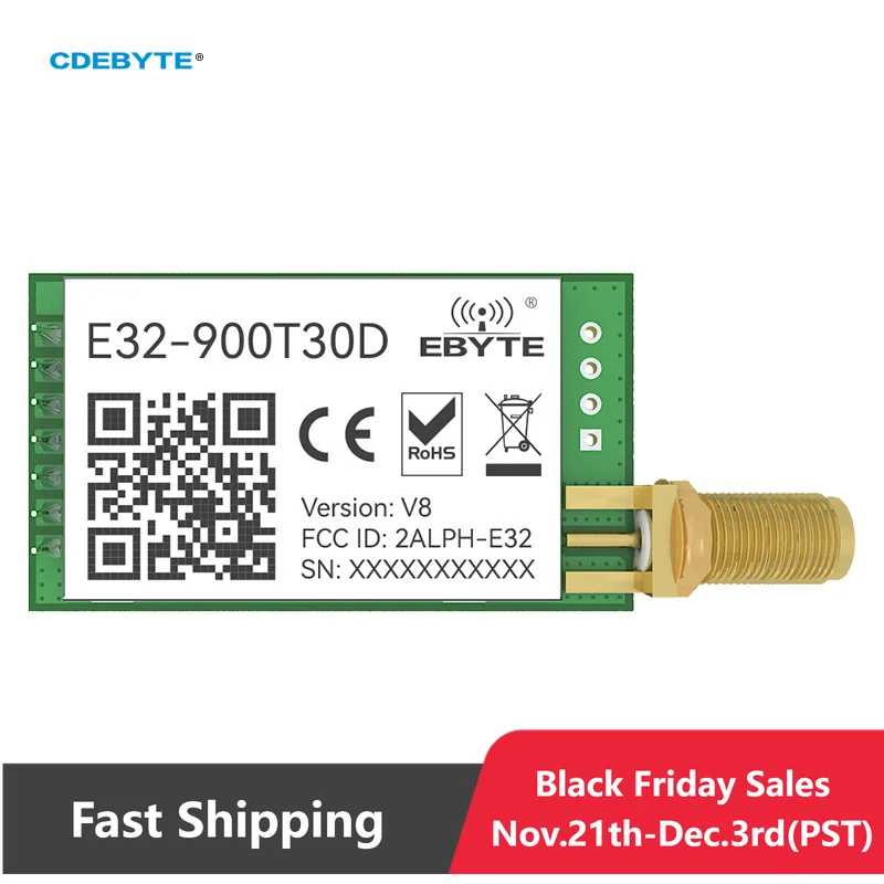 

SX1276 LoRa беспроводной модуль 868 МГц E32-900T30D V8 поддержка Air-Wake up DIP 915 МВт беспроводной модуль дальнего действия приемопередатчик