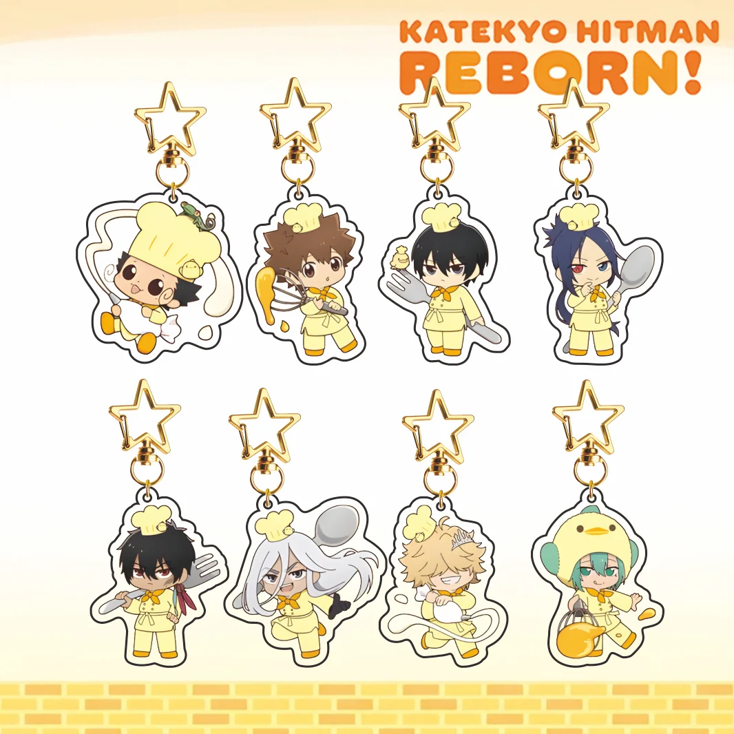 Katekyo Hitman Reborn! Series 2026 New Arrival Acrylic Keychain Tsuna Hibari Mukuro Q‑Version Chef Star‑Clasp Pendant