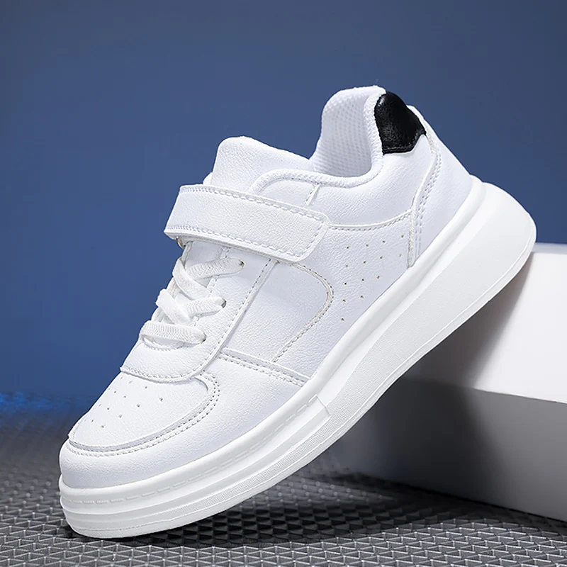 Breathable Sneakers Kids Boys Girls Sports Running Casual Shoe Leather Non-slip Soft Soled Children White Tennis Outdoor Shoes