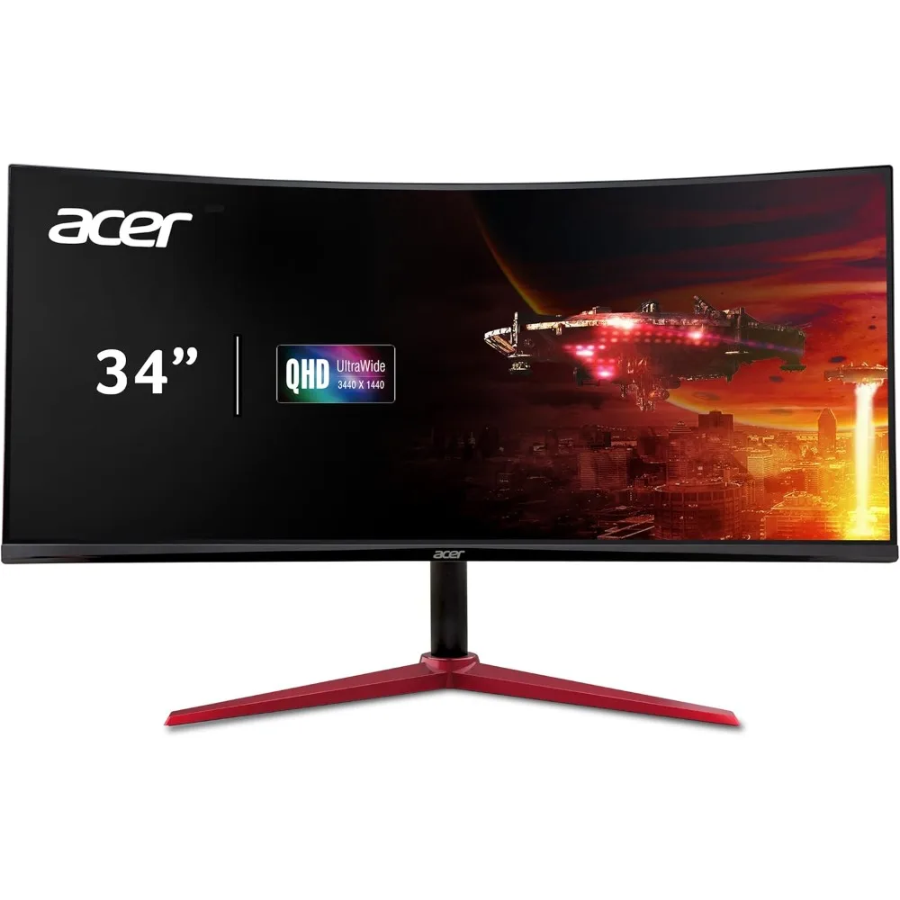 34" UWQHD 3440 x 1440 1500R gebogen pc-gamingmonitor |   AMD FreeSync Premium |   Tot 180 Hz vernieuwing |   1 ms (VRB)