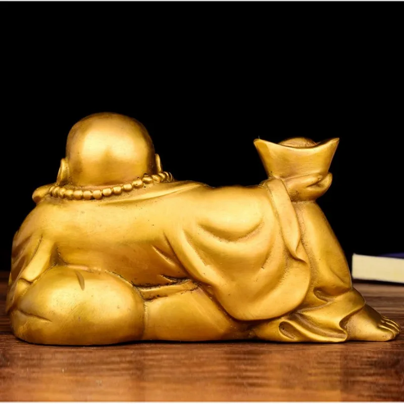 Golden Sitting Maitreya che ride Buddha Statue sculture figurine ornamenti Feng Shui Garden Home Decoration Statue di Buddha