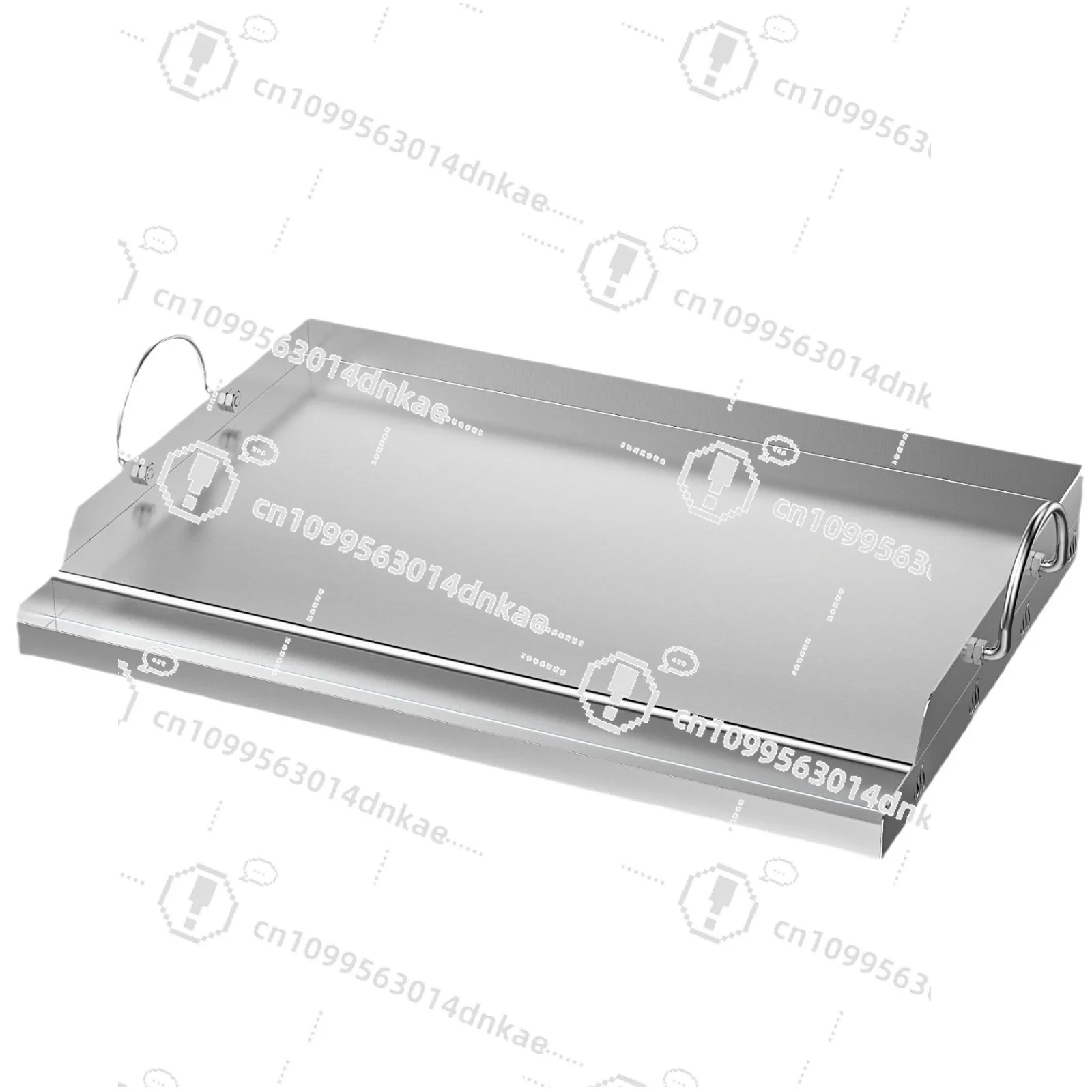 Stainless Steel Cooking Barbecue Pan, Flat Plate Insert, Grooved Handle, Suitable for Gas and Charcoal Grills