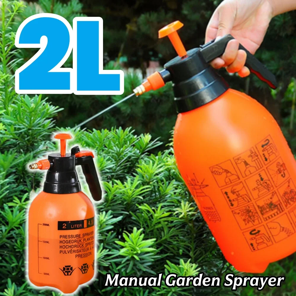 Hand Press Water Sprayer - 2L Garden Watering Can with Adjustable Head for Plants and Potted Flowers - Air Compressed Pump