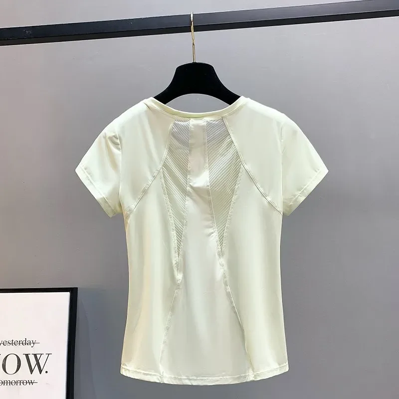 Women's Quick Dry Yoga T-shirt Mesh Back Short Sleeve Breathable Sports Top