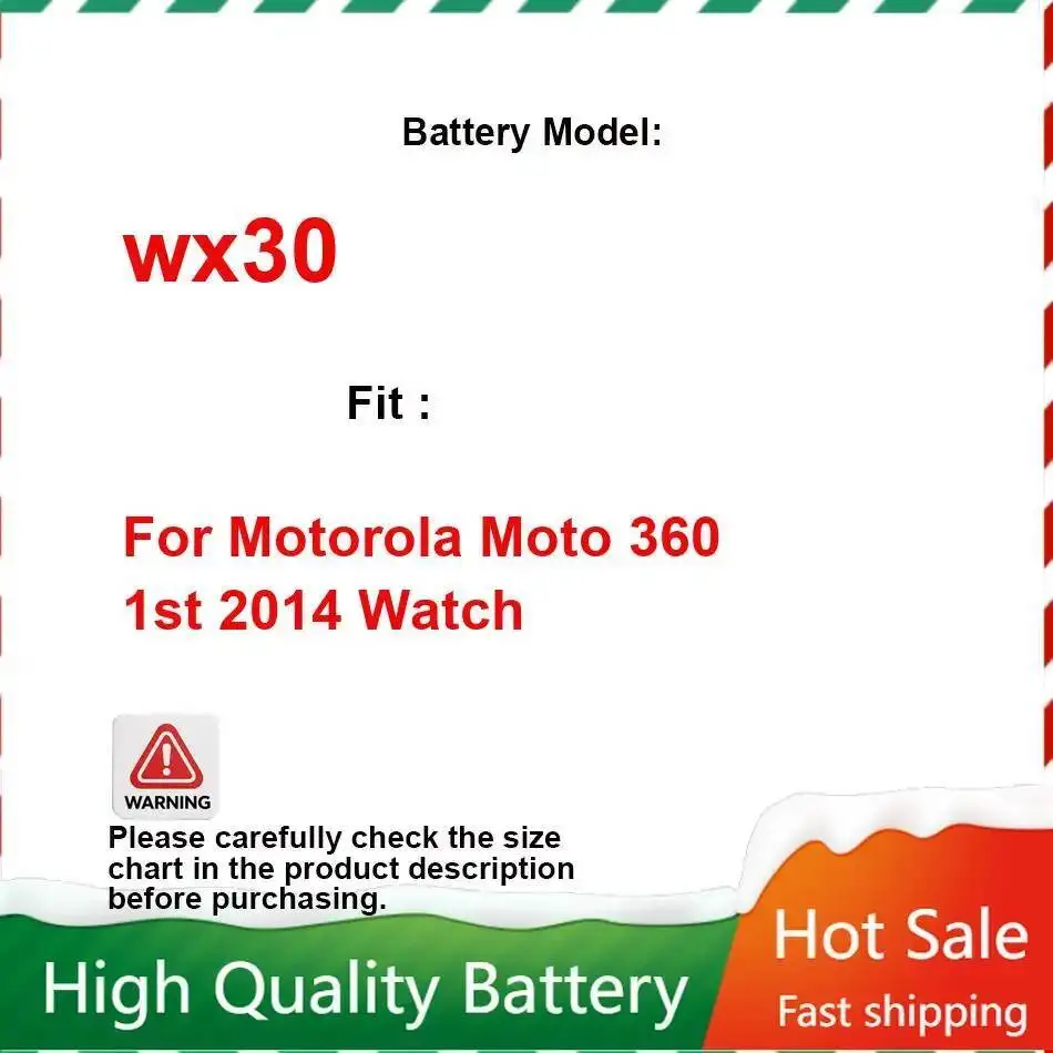 WX30 SNN5951A 300mAh Battery for Motorola Moto 360 (1st Gen) Smart Watch 360 1st Gen 2014 Smart Watch Bateria  Warranty + NO