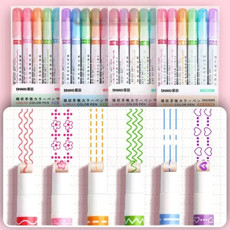 

Flower Line Shape Highlighter Pen Roller Tip Curve Liner Marker Kawaii Stationery for School Office Supplies Gifts