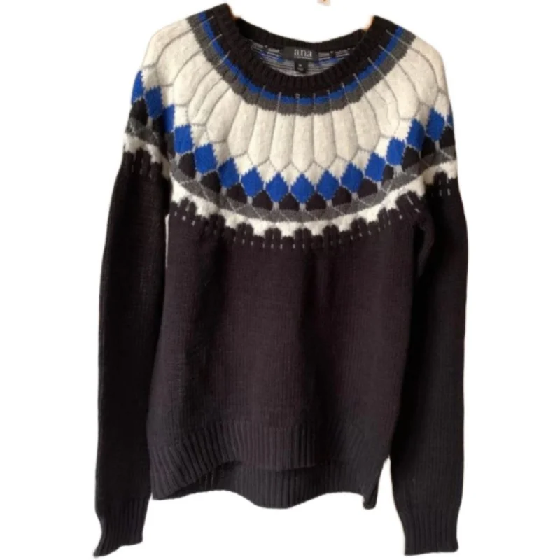 Suéter de lã pura de malha e com gola redonda, padrão floral nos ombros, blusa de malha com gola alta para mulheres.