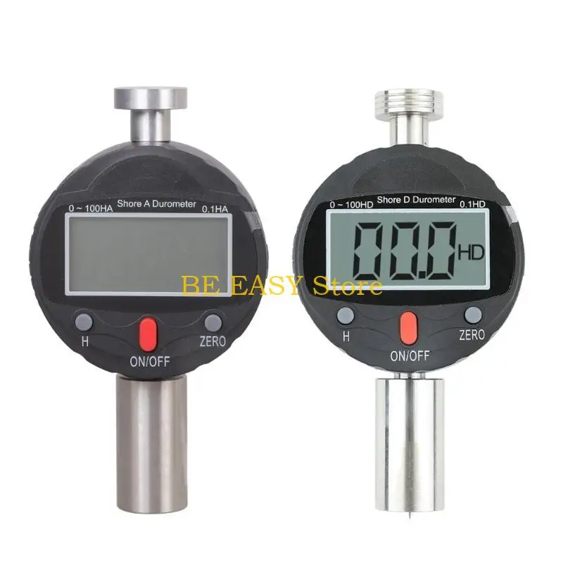 E28F Kompaktes digitales Shore-A/D-Härtemessgerät Taschenformat, Durometer, LCD-Display, Gummi-Härteprüfer