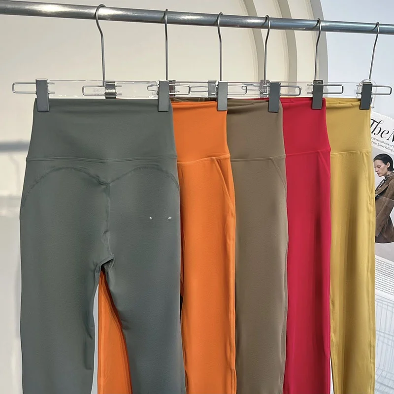 

Women's Yoga Pants Butt Lifting One-Piece Sl Elastic Fitn Sports Pants No Inner Pan Feel l Honey Peach