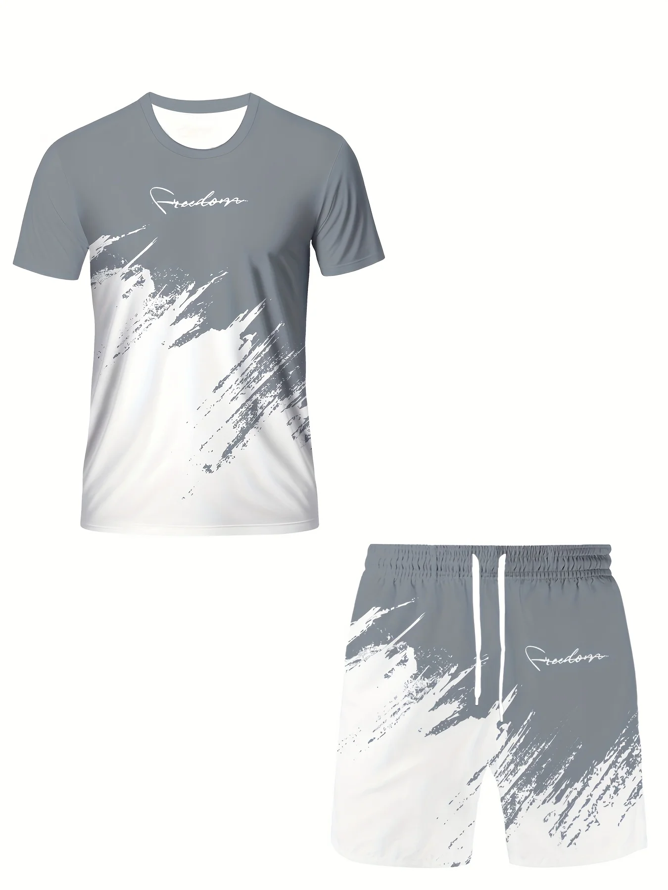 2025 Outdoor Sports, Leisure, Fashion, Contrasting Colors, 3D Digital Printing, Short Sleeved T-shirt, Shorts Set