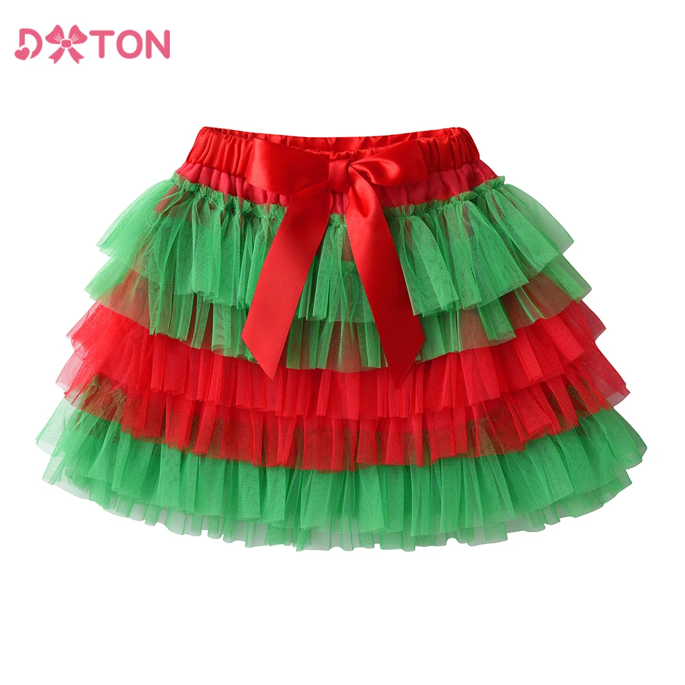 

DXTON Children Layered Skirt For Girls Bow Mesh Princess Skirt New Year Party Kids Costume Casual Tutu Kids Girls Skirt 3-10Y