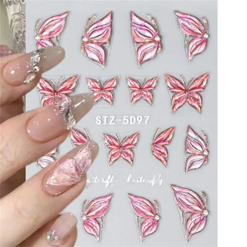 Pegatinas simples y elegantes para decoración de uñas, calcomanía en relieve práctica y práctica, diseño festivo, pegatina cómoda de llevar