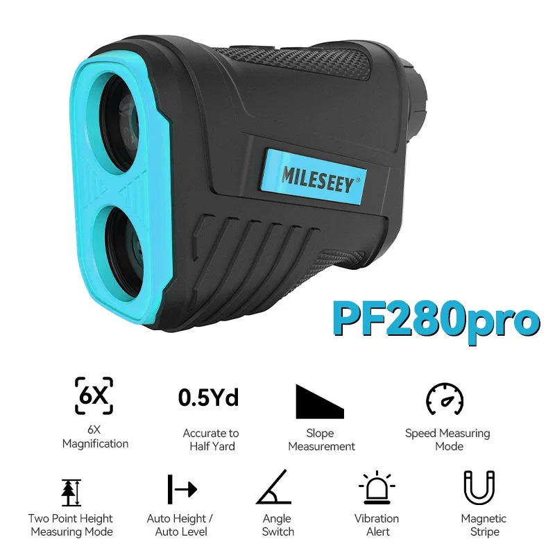 Mileseey Pf280 Pro Golf Laser Afstandsmeter 600M Telescopio Range Finder Voor De Jacht Met Trillingsfunctie, Magneetstrip
