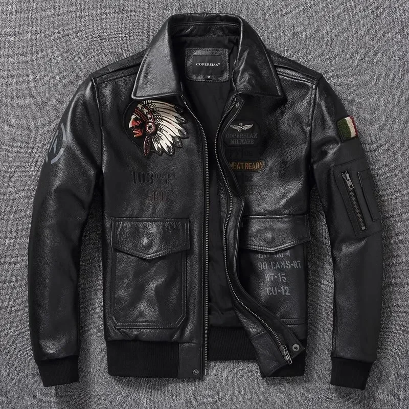 YR!.Wholesales.Classic Air Force Bomber leather jacket for man.Motor Rider cowhide coat.Ma-1 style cloth