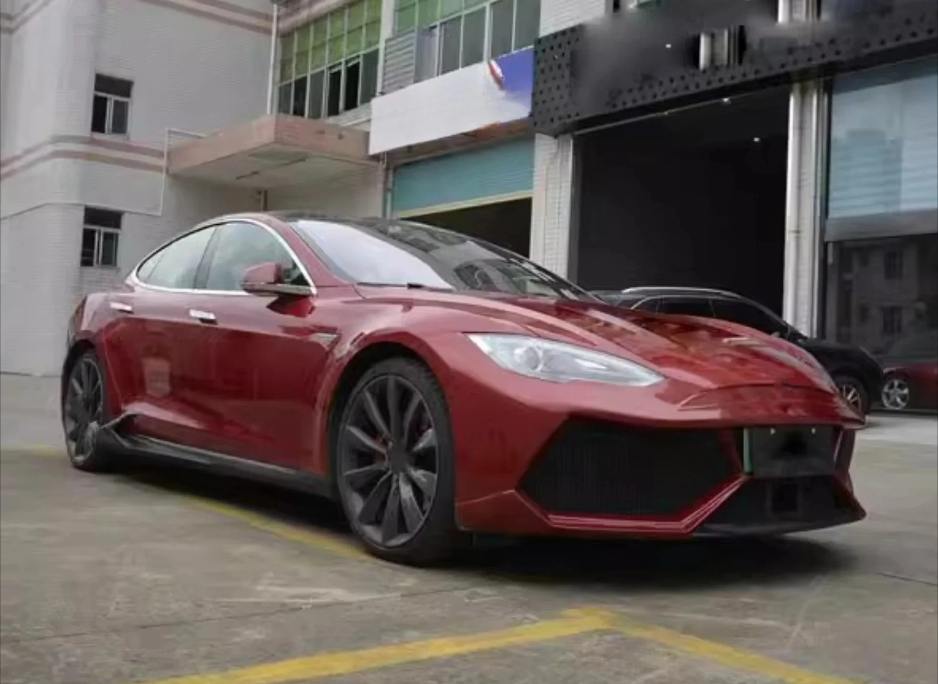 For Model S 2014-2022 Modified Body Kit Car Accessories Resin Front Bumper Side Skirt Rear Lip 3