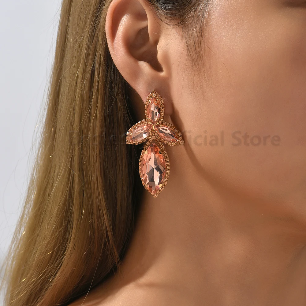 New Trend Colorful Crystal Fantasy Earrings Fashion Geometric Design Ear Studs Charm Luxury Party Jewelry Accessories For Women