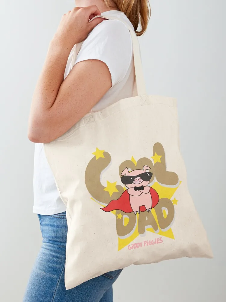 حقيبة حمل Giddy Piggies Cool Dad حقيبة حمل شخصية حقيبة سيدة قابلة لإعادة الاستخدام للتسوق للنساء الكبيرات #1
