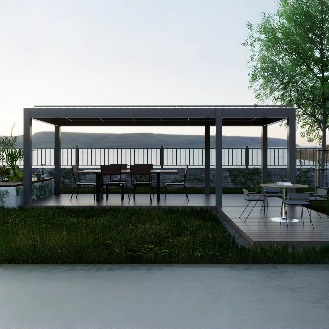 Pérgola con persianas para exteriores, vigas empalmadas de gran tamaño, con techo con persianas ajustable, Unión Mágica, Gazebo de Metal, Pérgola de jardín de aluminio