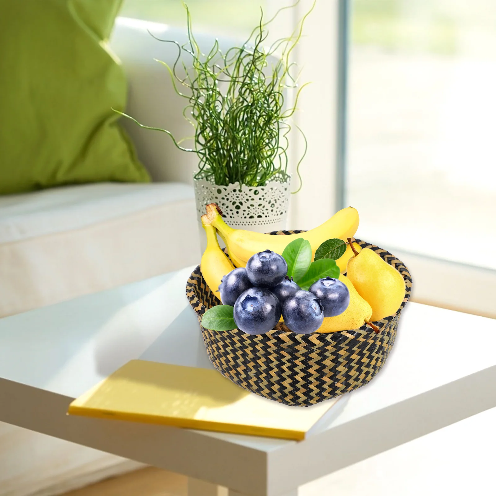 

Straw Flower Basket Dried Flowerpot Folding Storage Basket Multi-Purpose Plant Holder Decorative Storage Organizer for Home