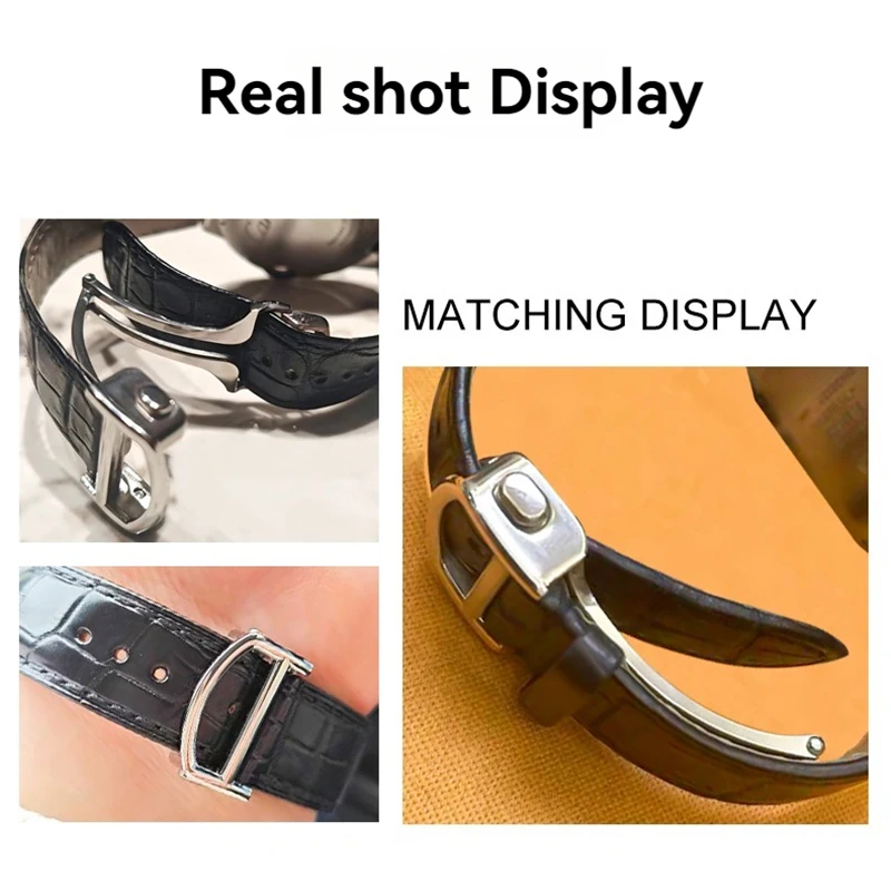 14 مللي متر 16 مللي متر 18 مللي متر للطي مشبك ل كارتييه جديد مشبك ساعة الفولاذ المقاوم للصدأ حزام من الجلد مشبك باشا الأزرق بالون سانتوس المشبك #6