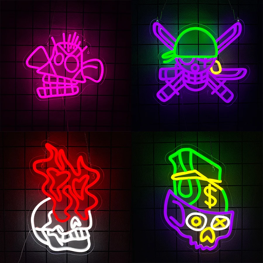 Skeleton Series Neon Sign For Wall Decor,Light Up Sign For Bedroom,Living Room,Halloween,Bar,Party,Man Cave,Gifts For Friends