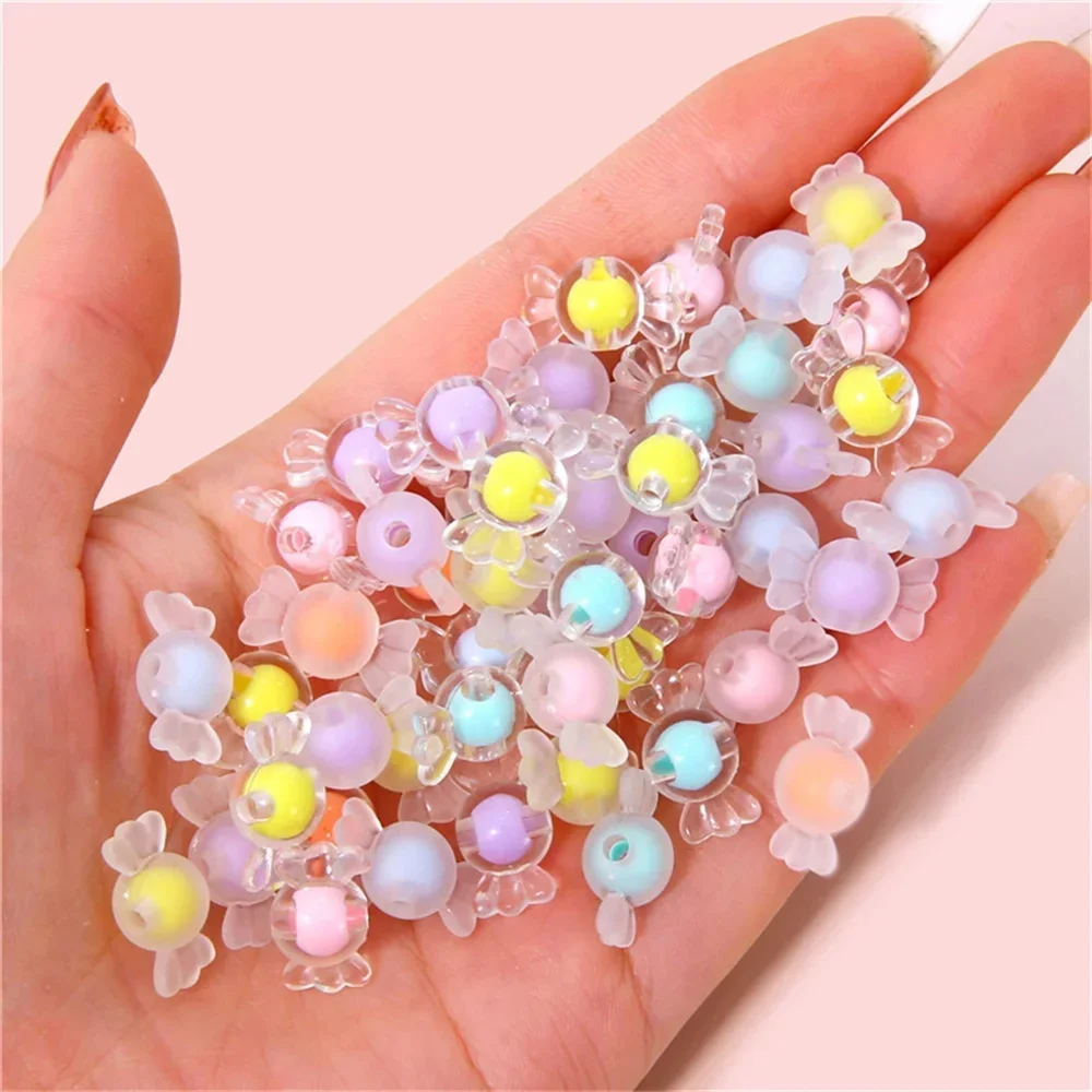 Clear Frosted Acrylic Candy Beads, bead in bead Loose Beads DIY Jewelry Accessories Handwoven Bracelet Beading Materials