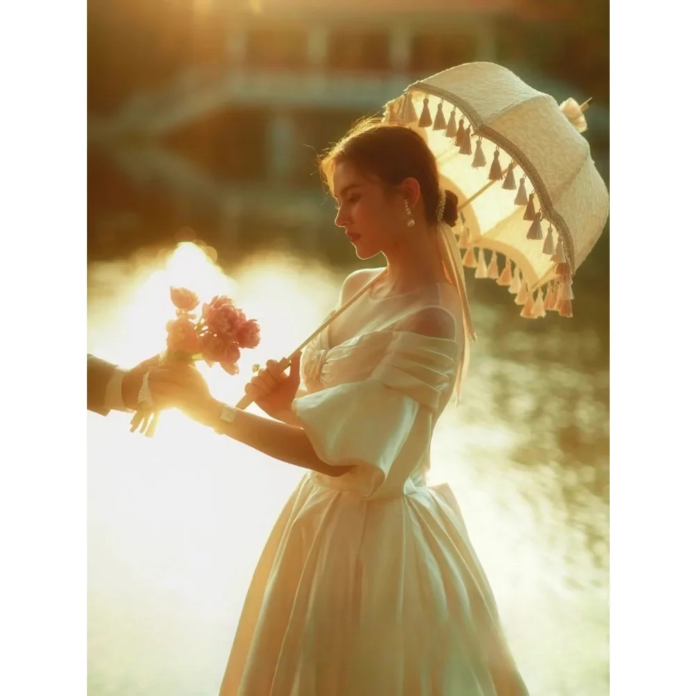 Lace tassel antique French umbrella Victoria lolita European photography wedding dress