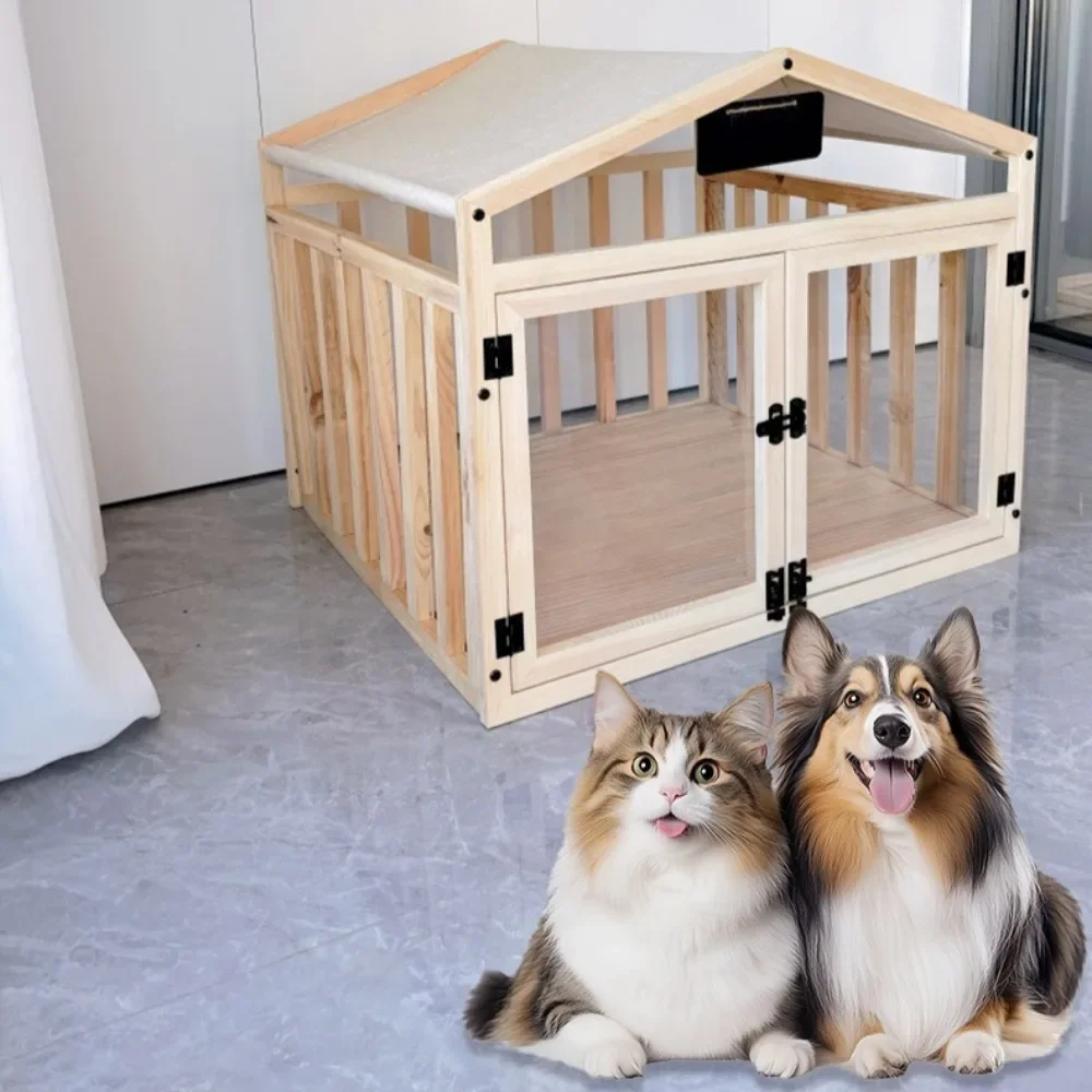 Solid Wood Dog Kennel: Durable, Breathable, Scratch-Resistant Pet Supplies
