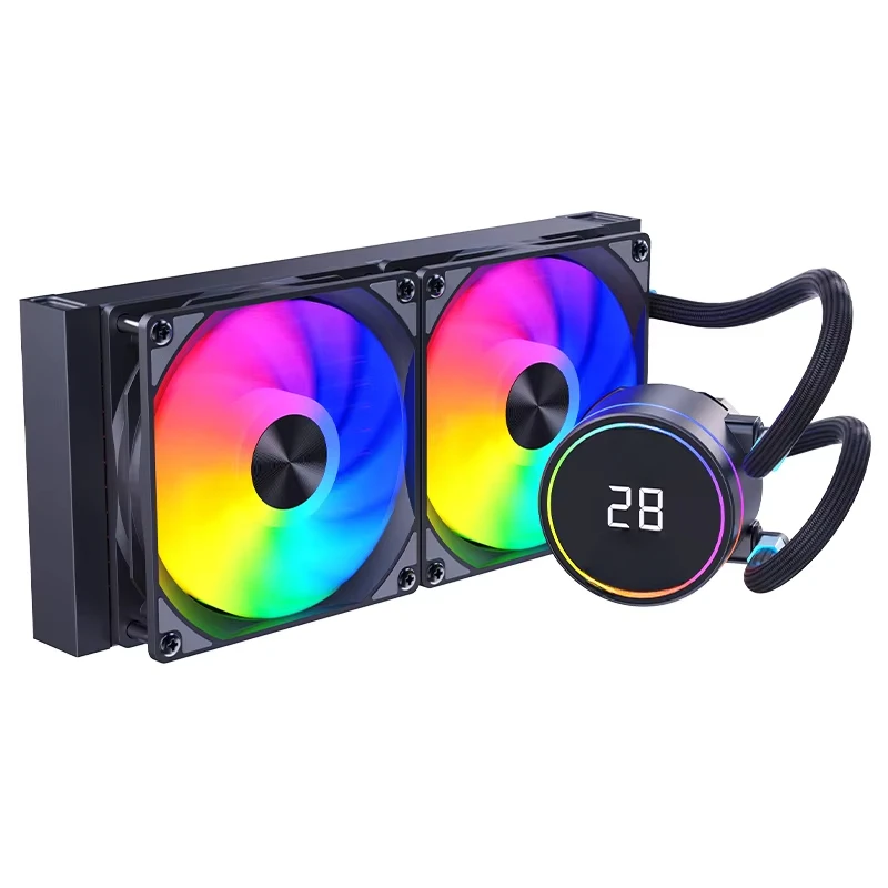 

240mm ABS Black Heat Sink Kit Cpu Coolers Liquid Fan With Led Temperature Display