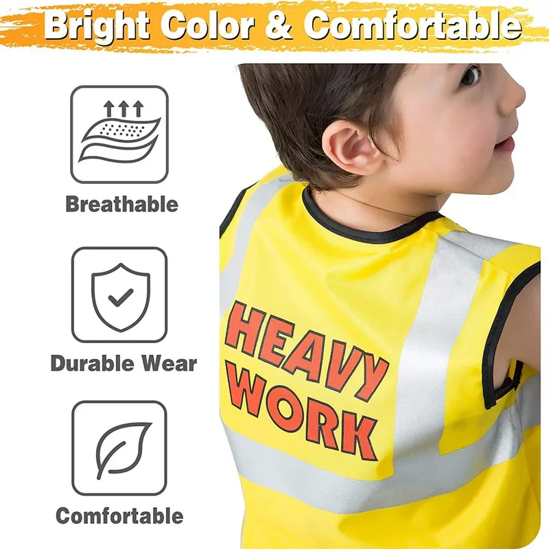 5PC Kids Construction Worker Costume Toddler Worker Career Dress Up Vest Maintenance Worker Playset Best Gift for Kids