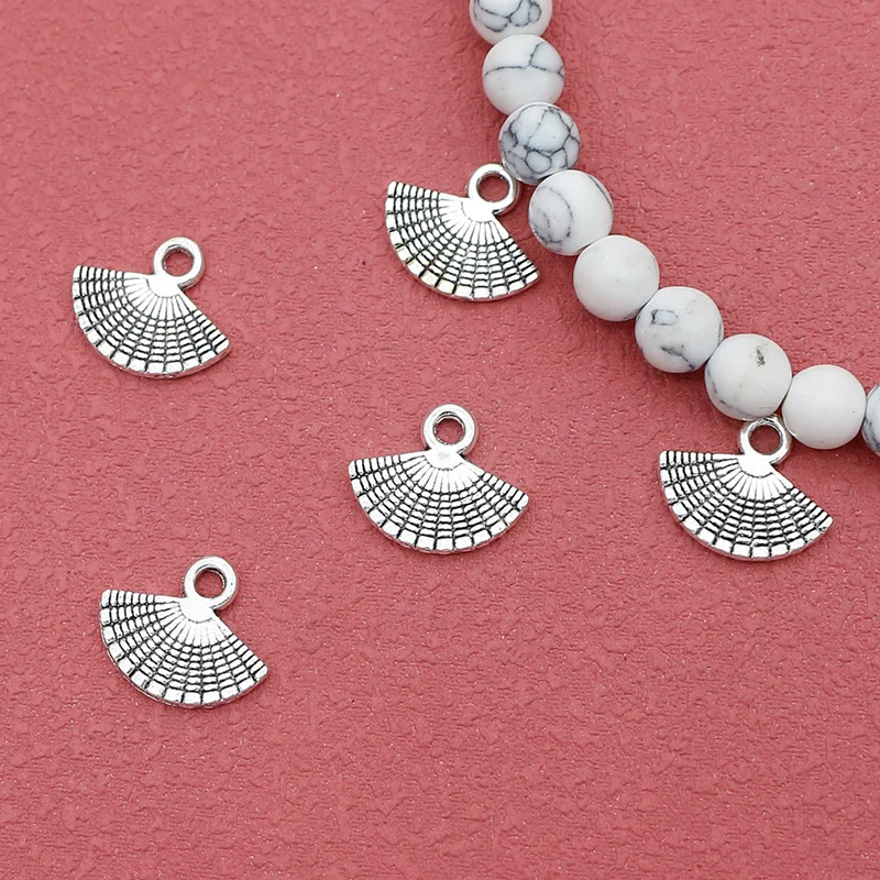 30pcs/Lot Vintage Chinese Folding Fan Small Metal Charms 13x11mm Tassel/Earring Danglers Bracelets Necklace Pendants DIY Jewelry