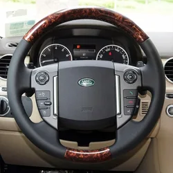 Hand-Stitched Non-Slip Genuine Leather Steering Wheel Cover for Land Rover Discoverer 3 4 Freelander 2 Range Rover Sport Edition