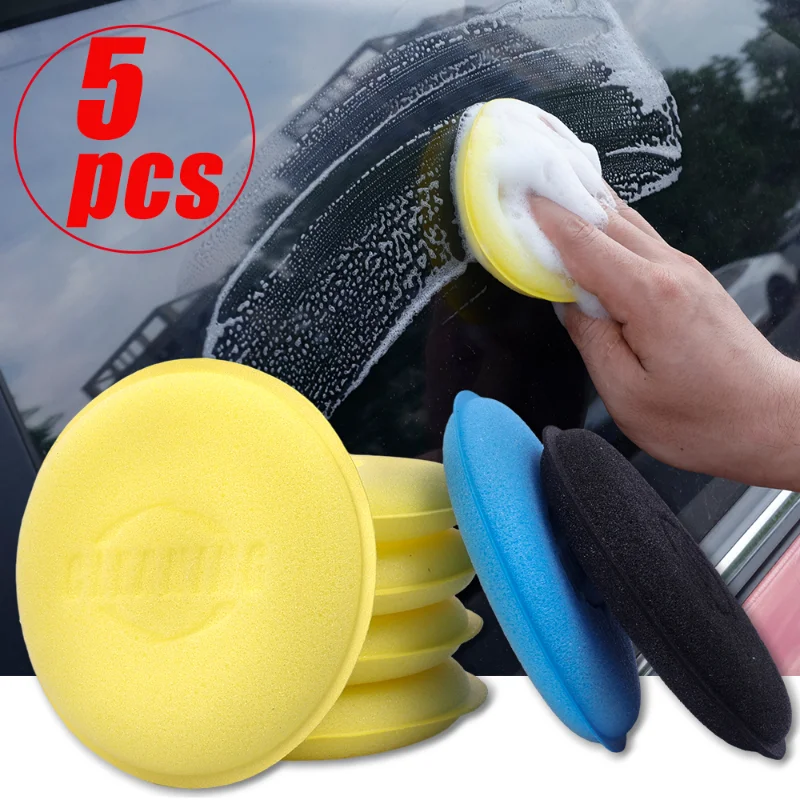 5/1Pcs Soft Microfiber Car Wax Applicator Pad Polishing Sponge for Auto Body Dust Removal Wax Auto Care Polish Foam Sponge Tools