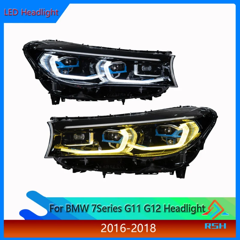 

Front Lamp For BMW 7 Series G11 G12 Head Lights (2016-2018) With Upgrading Dual-Color (Yellow And White) LED Projector Headlight