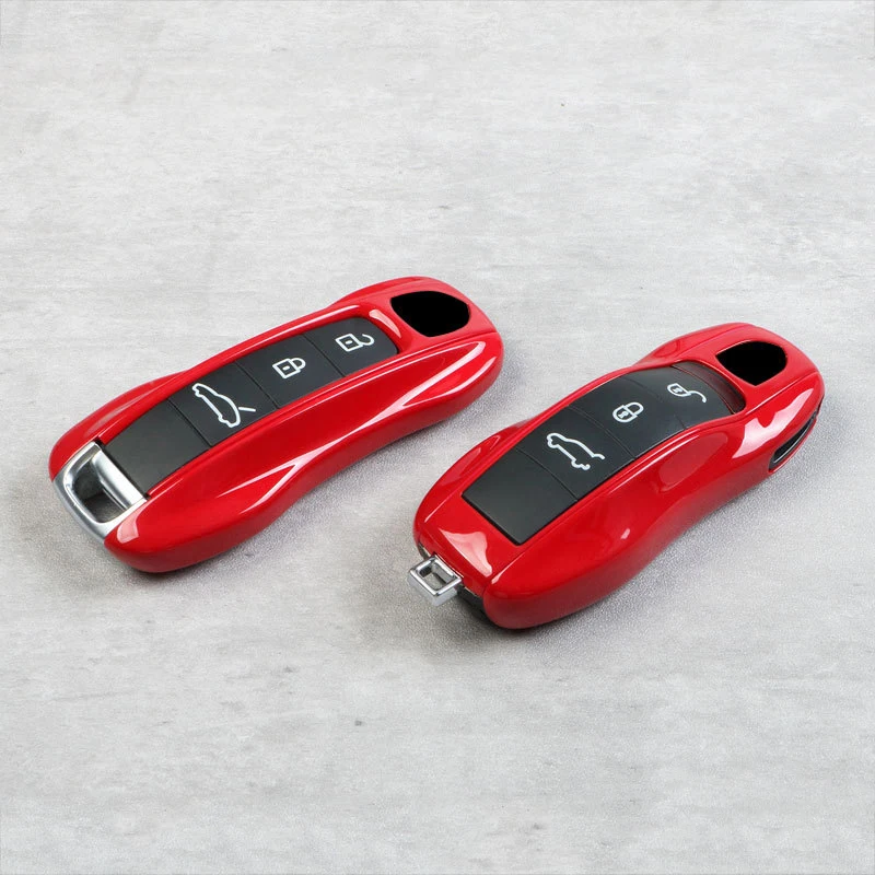 

Car Key Case Fob Shell Cover Carmine Red Color For Porsche 911 718 Panamera Cayenne Macan Remote Control Key Replace Accessories