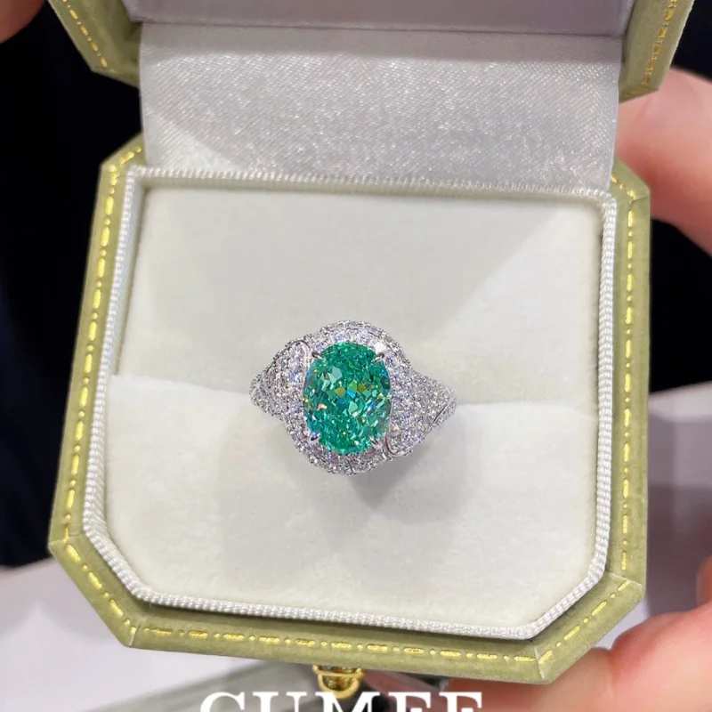 Vacation Versatile Personalized Design, Cultivated Synthetic Paraiba Gemstone Ring Silver Gold Plating